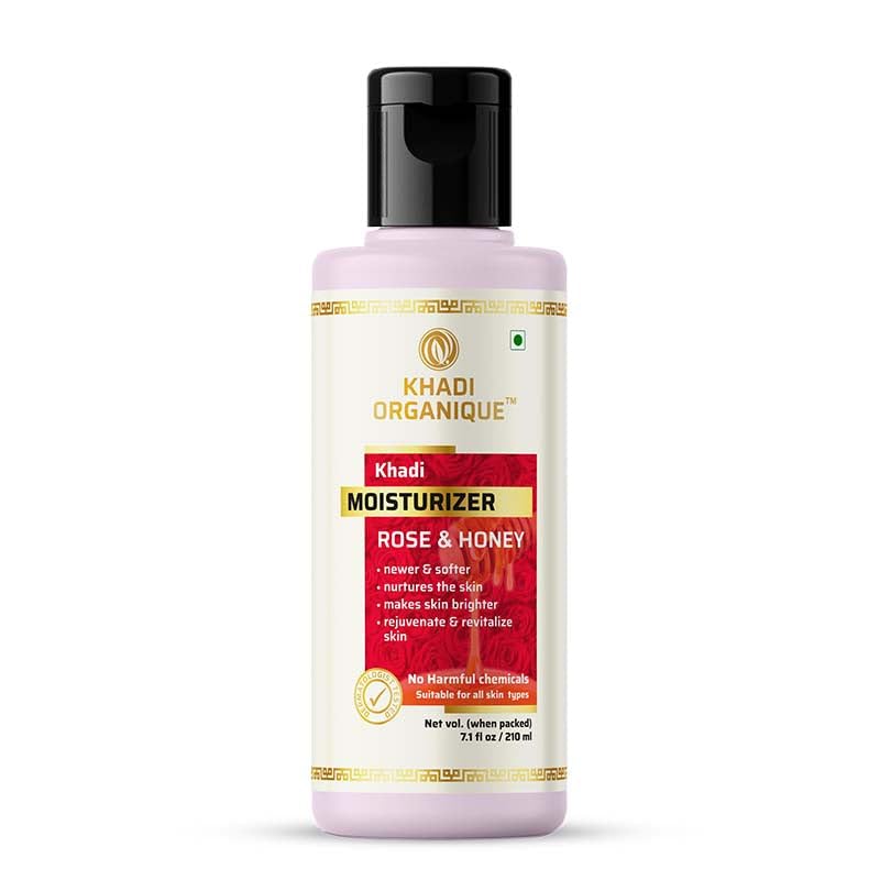 Image of Khadi Organique Rose & Honey Moisturizer For Face | Brightens Skin, Nourishes & Hydrates | Suitable for Men & Women | Youthful Glow | 210ml x 1 (210 ml)