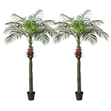Picture of YEPDIN 2 PCS Fake Palm Tree 7 FT,Tall Artificial Palm Trees for Outdoor Indoor Decor,Faux Phoenix Palm Plants for Outside Patio Pool Coastal Home Office Living Room