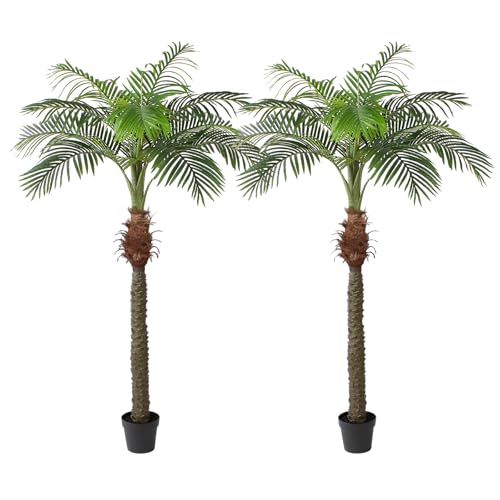 YEPDIN 2 PCS Fake Palm Tree 7 FT,Tall Artificial Palm Trees for Outdoor Indoor Decor,Faux Phoenix...