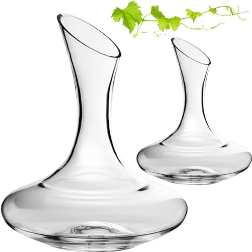 Imperial Decanter da 2100 ml, set da 2 pezzi, caraffa per vino in vetro Crystalline, realizzata a mano, caraffa per vino rosso