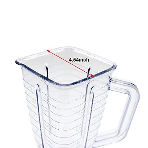 Anbige Replacement parts 5-Cup Square Top Plastic Jar Assembly With 6 Point Fusion Blade, Gasket, Base, Lid. Compatible with Oster Blenders