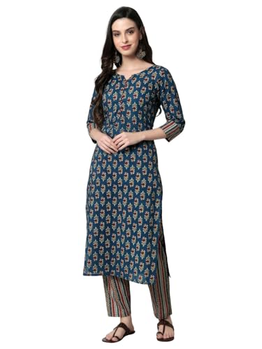 Image of rytras Women's Cotton Printed Kurta With Pant