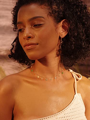 Cute Choker Necklace Colorful Daisy Flower/Tiny Coin/Satellite Beaded Layered Choker Gold Dainty Simple Chokers For Women Girls #TOP2