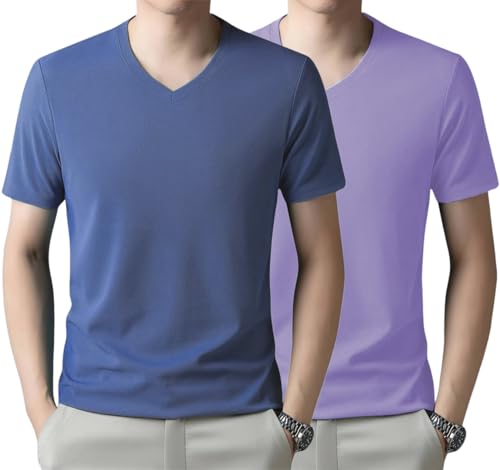 Image of TAGDO Men's Solid Color V-Neck Short Sleeve T-Shirt (2033)
