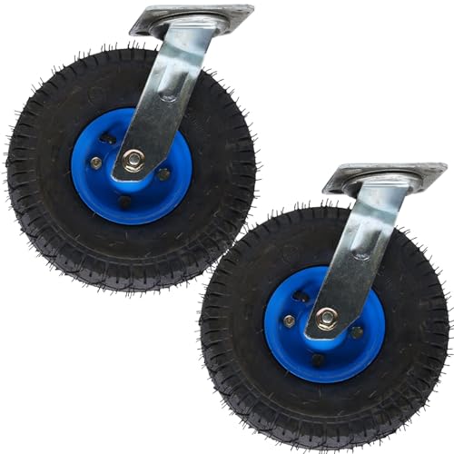 Roulettes pneumatiques en caoutchouc pivotantes robustes de 10 pouces avec frein