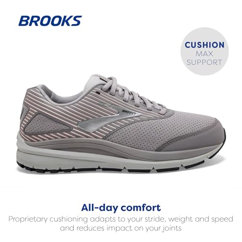 Brooks Women's Addiction Walker Suede Walking Shoe - Alloy/Oyster/Peach - 8.5 Medium