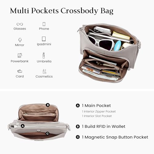 Image of befen Genuine Leather Crossbody Purses for Women, Women's Small Crossbody Shoulder Bag with Built in RFID Wallet