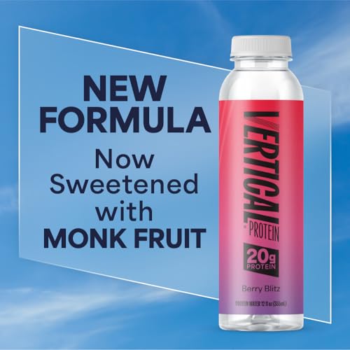 Image of Vertical Protein New Formula Berry Blitz Ready to Drink w / 20g of Whey Isolate, Clear Post Workout Recovery Drinks, No Artificial Sweeteners, Low Calorie, Pack of 12 Protein Water Drinks