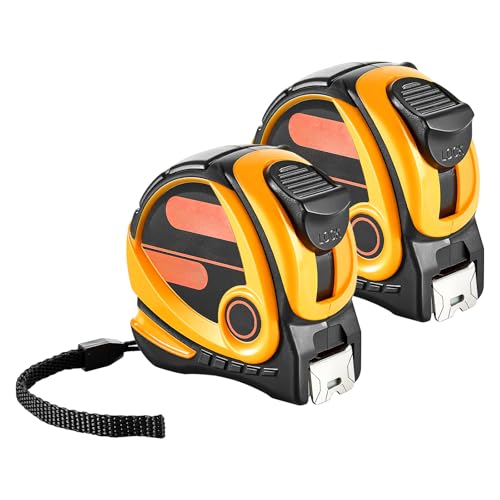 VEVOR 2 Packs Tape Measure 25 ft Length, Measuring Tape with Retractable, Imperial and Metric ft/m Dual-Scale & ABS Case & Easy Read Steel Measurement Tool,for Outdoor,Decoration