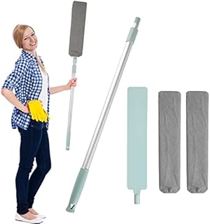 Bedside Dust Brush, Microfiber Feather Duster with 38-55 Inches Telescoping Extension Pole, MOGOI Bendable and Extendable Dusters for Cleaning Cobweb Ceiling Fan, Cars, Corner, Furniture, Fan