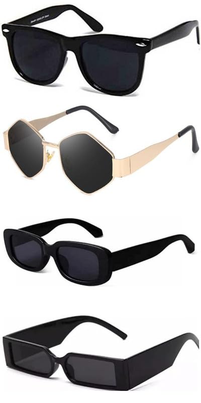 Unisex 4 Shades Glasses White Black Candy MC Stan Rectangle Retro Vintage Narrow Non-Polarized Sunglasses Women And Men Small Narrow Square Sun Glasses Combo Offer Pack Of 4 MC Stan 500-image-33