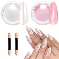 Chrome Nail Powder BISHENGYF – Feen-Effekt Nail Chrome Powder Cromepulver NäGel, WeißE Perle Chrome Powder Aurora Pigment Nagel Pulver Metallic-Spiegeleffekt Nagel Chrome Pulver FüR NäGel Diy-Salon