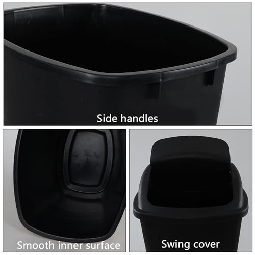 Caneca de basura rectangular de 13 galones, 4 unidades, negra miniatura 3