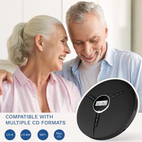 KLIM Discman Portable CD Player with Headphones, Built-in Battery - New Version - CD Players for Home, Car - Compatible w/SD Card, CDR, CDRW, MP3, WMA - 5 EQ Effects - Black