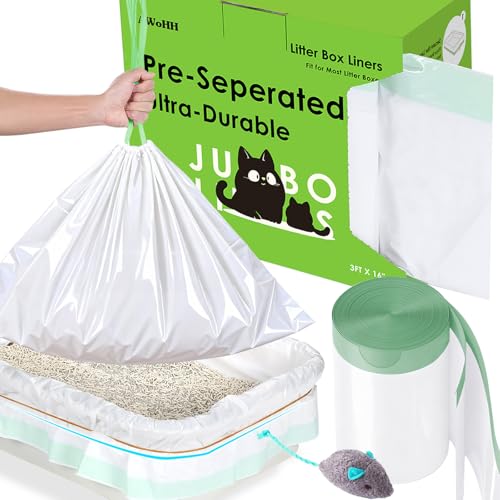 30 Count Cat Litter Box Liners, Drawstring Large/Jumbo Cat Litter Liner Bags For Litter Box, Heavy Duty Pre-Separated 36" x 16"