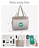 bagsmart Arbeitstasche Damen Handtasche, 20L Puffy Tote Bag Shopper Tasche mit Reißverschluss, Mehrere Fächer und Gepäckgurt für Reisen, Arbeiten, Schule, Warmes Grau #1