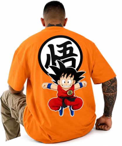 Image of Men Oversized Kid Goku Graphic Cotton Drop Shoulder T-Shirt