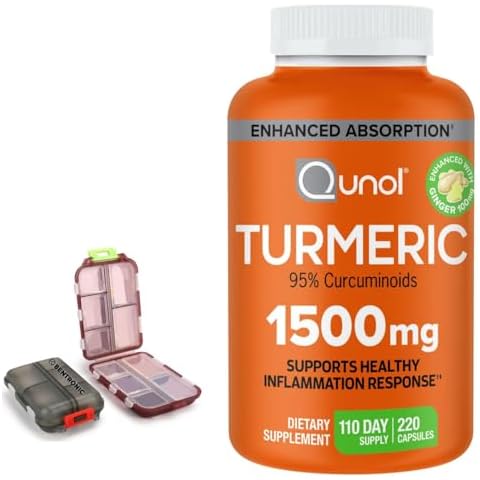 BENTRONIC Turmeric 1500mg Supplement, 95% Curcuminoids, 220 Capsules (110-Day Supply) with Two (2) Travel Pill Cases. Cover