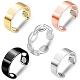 5 Pcs Magnetic Rings for Women, Magnetic Ring Jewelry Fidget Rings for Anxiety Women Suitable for Both Men and Womens, Adjustable Jewelry, Gifts Girlfriends on Birthdays Christmas and Anniversaries