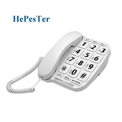 Hepester P-011 Large Button Corded Phone For Elderly Amplified Phone For Seniors Home Telephone With Big Buttons Works In Power Outage For Sos Emergency #TOP7