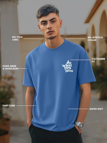 Image of Nobero Men's Oversized Graphic T-Shirt for Men | Soft Cotton | Drop Shoulder Relaxed Fit | Printed Casual Tshirt for Men