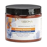 Sirona Aromatherapy Soothing Relaxation – Terpene-Infused Epsom Salt Crystals with Citrus Lemongrass, Aloe & Vitamins C & E, 16 oz.