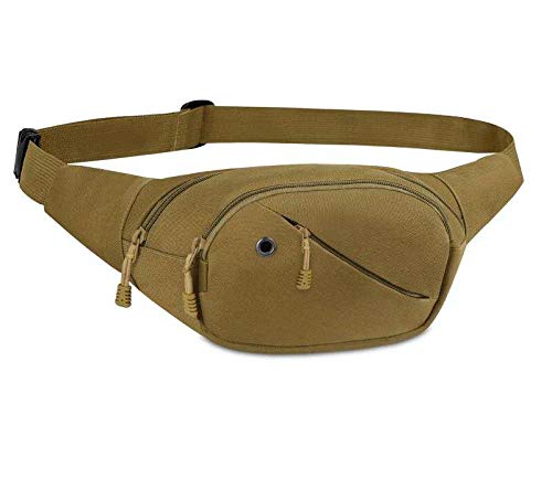 Lotisie Riñoneras Deportiva para Mujer y Hombre, Riñonera Impermeable con Muchos Bolsillos, Riñonera con Correa Ajustable para Deportes al Aire Libre Viaje Correr Senderismo Ciclismo, Caqui