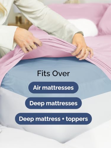 Image of Extra Deep Pocket Split King Sheet Set - Breathable & Cooling - Light Pink