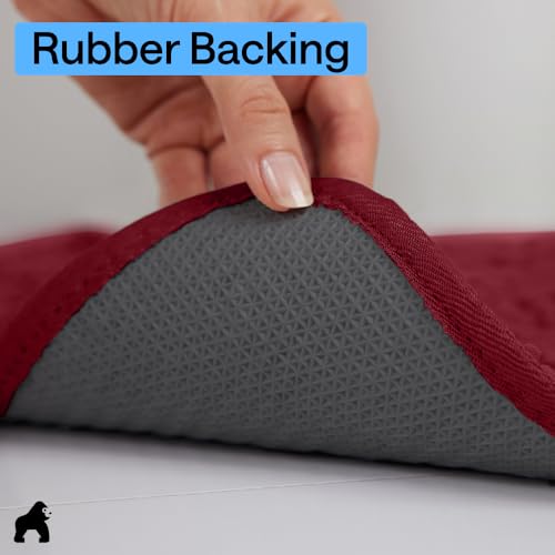 Image of GORILLA GRIP SoakSTOPPER Dog Door Mat, 36x24 Machine Washable Rug Absorbent Doormat Captures Moisture Mud Dirt, Quick Dry Soft Chenille Entryway Rugs Indoor Entrance Mats for Dog Paws, Burgundy