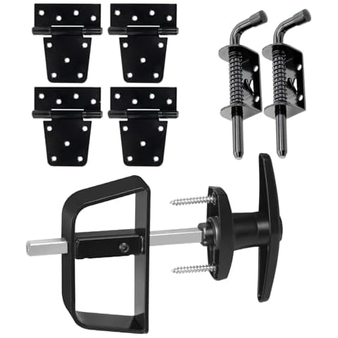 BTEOBFY Double Door Shed Hardware Kit - Complete with Latches, Hinges, and T-Handle Lock - Includes Window and Door/Window Hinge Set, for Gates, playrooms Cover
