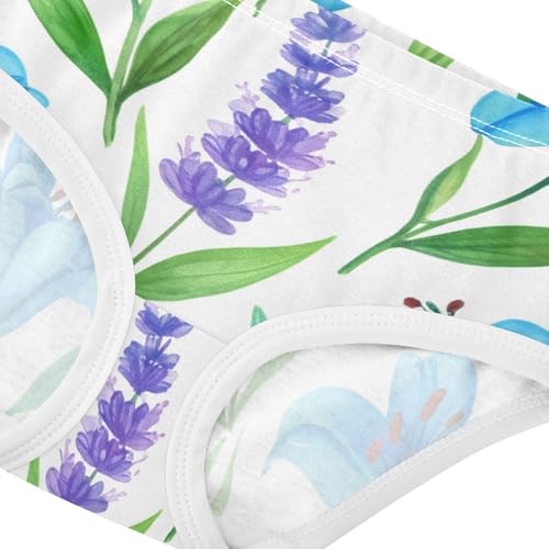 Toddler Girls Underwear 2t Cotton Girl Panties Cute Print Briefs Underpants Blue Lilies Lavender White4