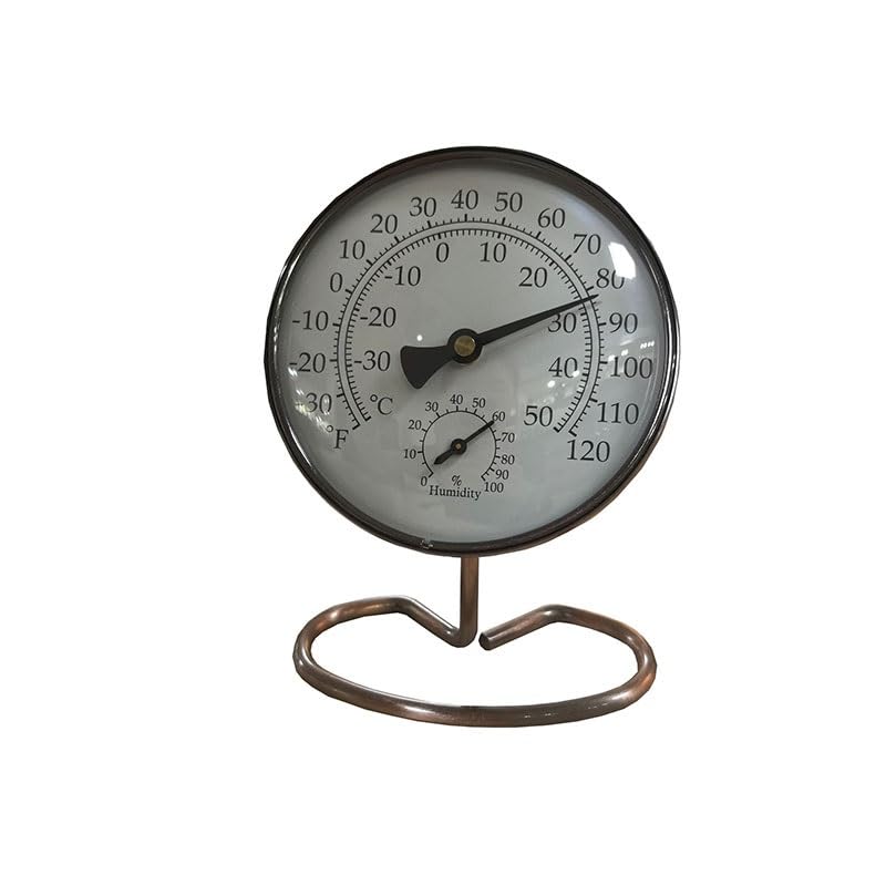 Indoor Temperature Humidity Meter 100mm Antique Copper Thermometer Lightweight with Base