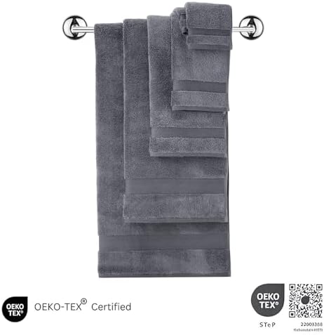Classic Turkish Towels CTT - Luxury 6 Piece Towel Set, 100% Turkish Cotton, Quick Drying, Highly Absorbent & Comfy, Includes 2 Bath Towels, 2 Hand Towels & 2 Washcloths | (Grey) - Thumbnail 5