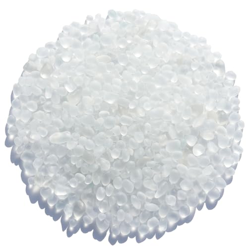 QYGL Sea Glass Stones - 0.55LB White Frosted Glass Pebbles Gemstones - Perfect for Aquarium Rocks Fish Tank Gravel Vase Fillers DIY Crafts and Home Decor