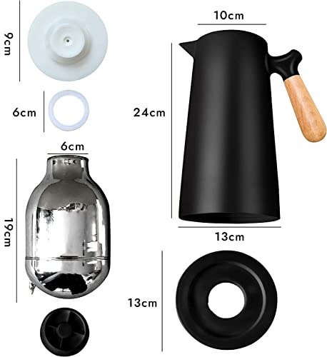 Image of Haus Alchemy 1000 ML Thermal Flask Double Wall Vacuum Thermos Jug for Hot & Cool Drinks Keeps Hot Drinks Hot for 12 Hours and Cool Drinks Cool for 24 Hours (Black)