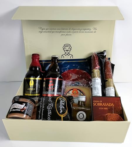DON GOURMET, Cesta Gourmet para Regalar, Personalizable Queso curado, jamón ibérico,chorizo ibérico, lote embutidos ibéricos, aceite de oliva virgen extra, patés, pack ibéricos, Regalo cumpleaños.