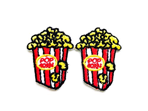 TH Set of 2 Tiny. Mini Popcorn Cute Sweet Red Color Embroidered Sew on Iron on Patch for Backpacks...
