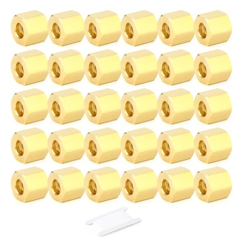 GASHER 30PCS Brass 1/4" Compression Fitting, Brass Compression Nut
