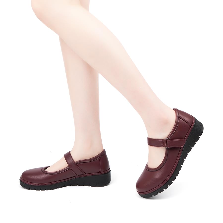 Image of VJH confort Women s Mary Jane Flats, Breathable Comfort Round Toe Low Heel Slip-on Light Weight Walking Shoes
