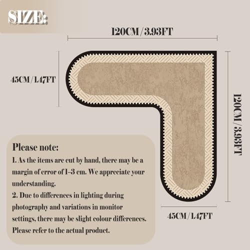 Tapis de cuisine en forme de L tapis d'angle lavable en machine antidérapant