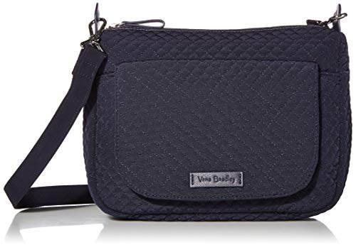 Vera Bradley Microfiber Carson Mini Shoulder Bag Crossbody Purse, Classic Navy