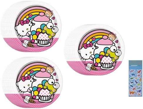 Hello Kitty Birthay Party Supplies Bundle includes 24 Dessert Cake Paper Plates image 2