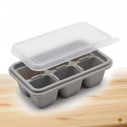 Molde para cubitos de hielo de silicona con tapa gris miniatura 1