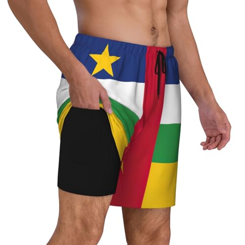 Short de plage imprimé drapeau d'Afrique centrale avec boxer intégré confort - 3