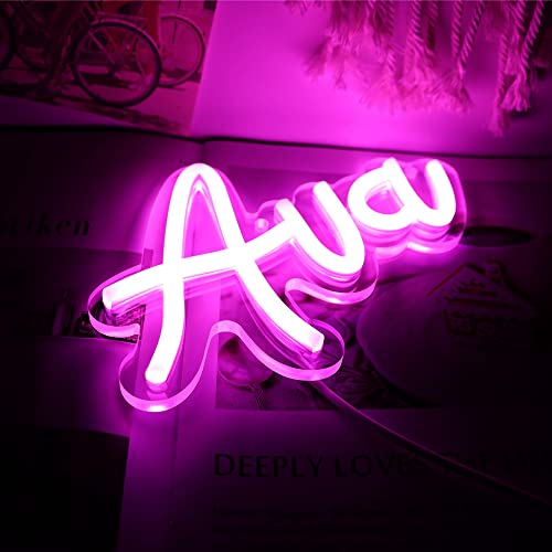 WonderfulLife Ava Name Neon Sign for Room Decor,Non customized, Personalized Led Sign for Birthday Party Decoration,Pink Light Up Wall Decor. by WonderfulLife - Used condition - Image 2