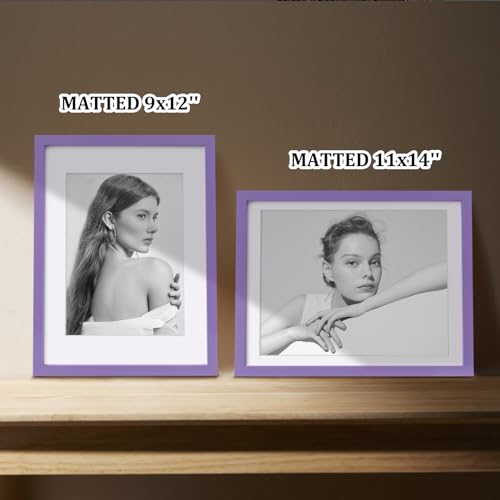 Egofine 12x16 Picture Frame Made of Solid Wood, Display Covered by Plexiglass, Display Pictures 9x12/11x14 with Mat or 12x16 Without Mat for Wall Mounting, Purple by Egofine - Image 5