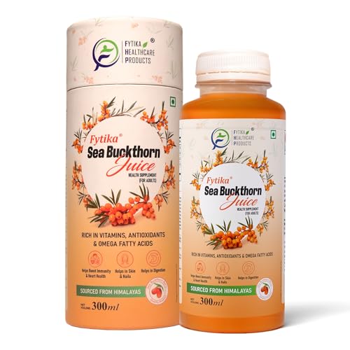 Fytika Sea Buckthorn Juice - 300 ML (PACK OF 1) | Pulp Concentrate Made for Your Total Body Care & Wellness | Rich in Vitamin C, Omega 3, 6, 7, 9 & An