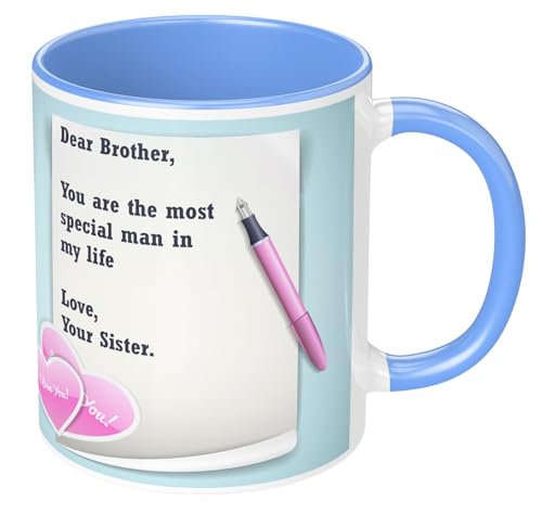 Image of NH10 DEISGNS Raksha Bandhan Gifts Pack for Brother, Combo Gift Pack of Designer Rakhi, Printed Coffee Mug, Happy Raksha Bandhan Greeting Card, Roli Chawal Combo Set (Pack of 5)(RMCKRCG704)