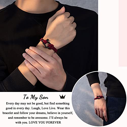 Pinkdodo To My Son Bracelet From Mom, Son Gifts From Mom Dad, Son Bracelet For Teenage Teen Boys, Valentines Day Birthday Gifts For Son Teenage Teen Boys From Mom Mother Father, Graduation Gift #TOP1