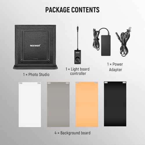 NEEWER 40CM Upgraded Photo Studio Light Box, 16"x16" Portable Folding Photography Lightbox, 4 Backdrops, 5600K 144 LEDs 5310lx/0.5m Dimmable Picture Booth Shooting Tent for Jewelry Electronics, LP40